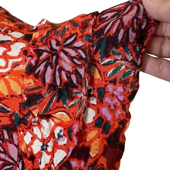 Anthropologie flutter sleeve floral top size L peasant boho festi… - Picture 3 of 8